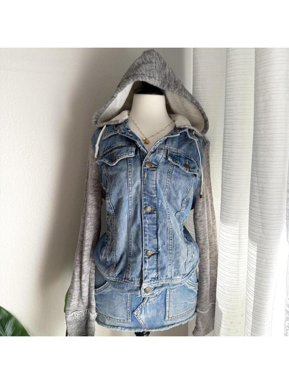 Y2K Free People Hooded Denim Jacket